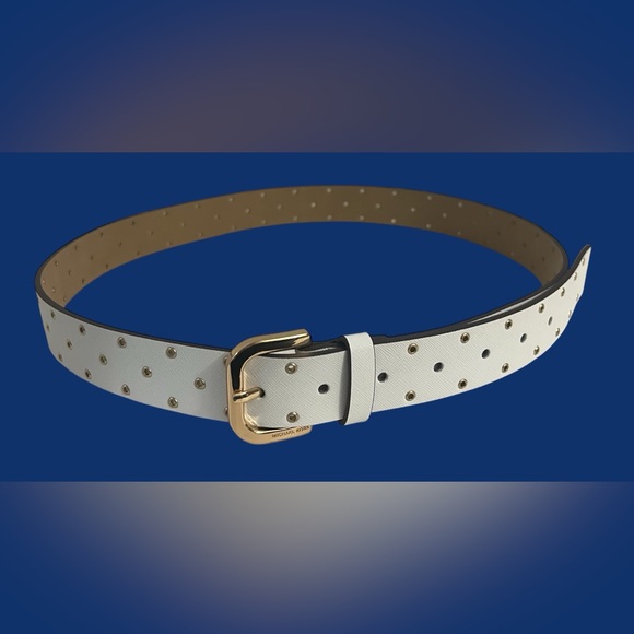 New MICHAEL KORS White & Gold Adjustable Belt Size Large - Picture 4 of 16